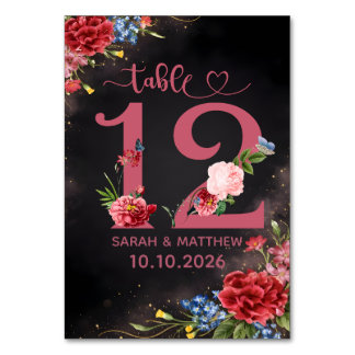 Tarjeta De Mesa Blush Floral Wedding Table Number  12 Card