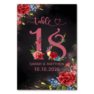 Tarjeta De Mesa Blush Floral Wedding Table Number 18 Card