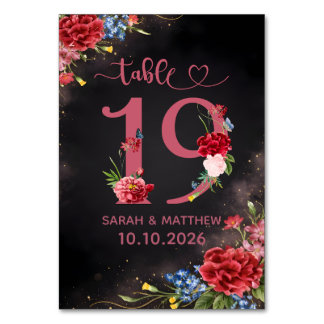 Tarjeta De Mesa Blush Floral Wedding Table Number 19 Card