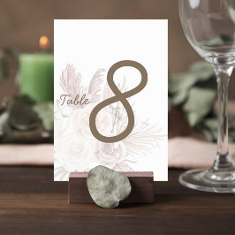 Tarjeta De Mesa Blush Pampas Grass Wedding Table Number Card