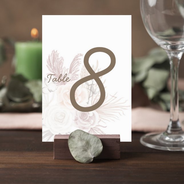 Tarjeta De Mesa Blush Pampas Grass Wedding Table Number Card (Subido por el creador)