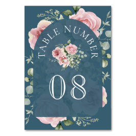 Tarjeta De Mesa Blush Pink Floral Eucalyptus Dusty Blue Wedding