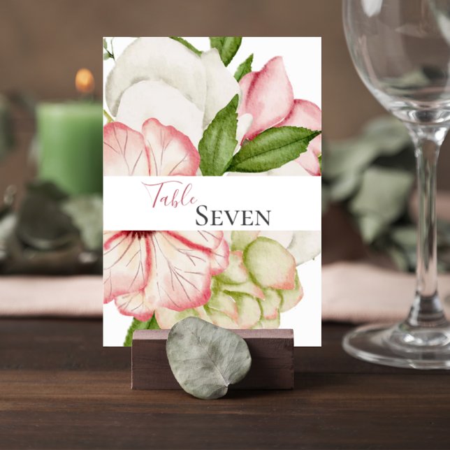 Tarjeta De Mesa Blush Pink Floral Wedding Table Number Card (Subido por el creador)