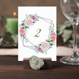 Tarjeta De Mesa Blush Pink Floral Wedding Table Number Card
