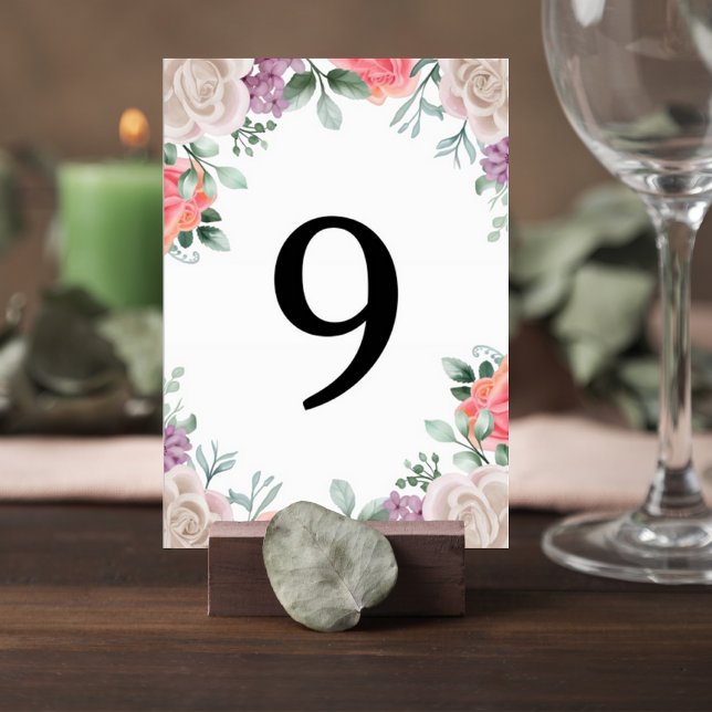Tarjeta De Mesa Blush Pink Rose Wedding Table Number Card (Subido por el creador)