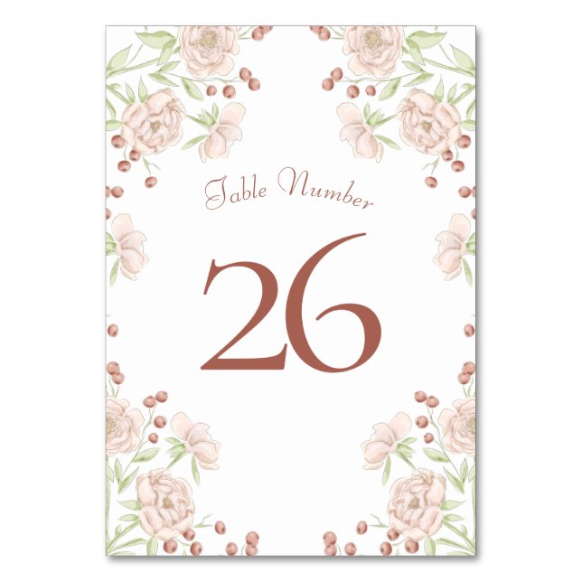 Tarjeta De Mesa Blush Pink Roses Wedding (Reverso)