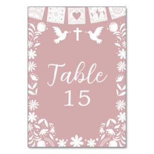 Tarjeta De Mesa Blush Rosa Cielito Lindo Bautizo 