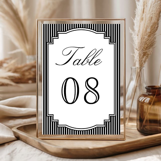 Tarjeta De Mesa Boda a rayas blancas y negras (Subido por el creador)