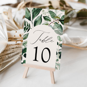 Tarjeta De Mesa Boda Abundante Verde Arco Crema