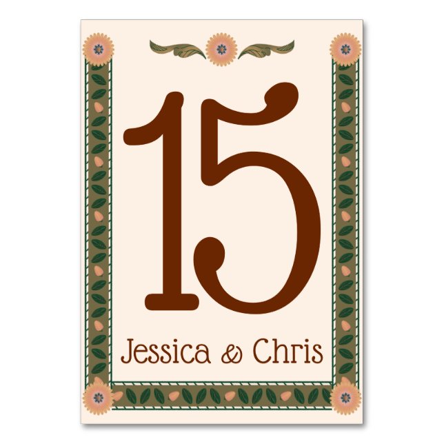 Tarjeta De Mesa Boda acogedor Homespun (Anverso)