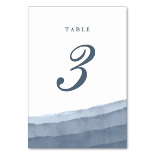 Tarjeta De Mesa Boda acuarela con degradado azul pizarra