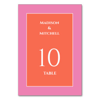 Tarjeta De Mesa Boda acuarela de jardín al amanecer rosa naranja