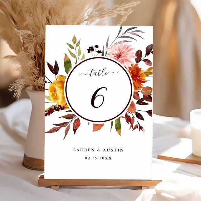 Tarjeta De Mesa Boda acuarela de jardín de otoño (Subido por el creador)