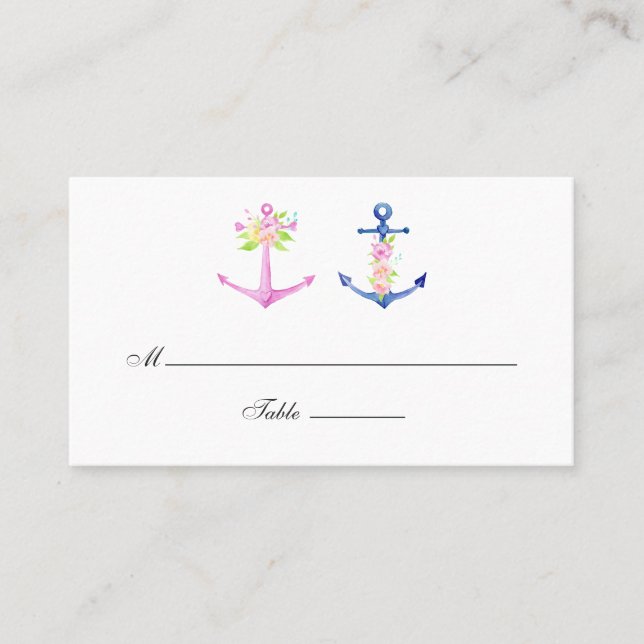 Tarjeta De Mesa Boda acuático floral naumático (Anverso)