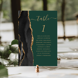 Tarjeta De Mesa Boda Ágata Esmeralda Verde Oro Negro
