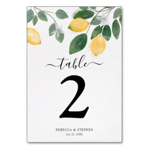 Tarjeta De Mesa Boda al agua country chic limón acuarela