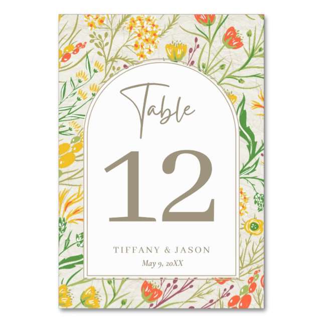 Tarjeta De Mesa Boda al aire libre Wildflower Wild Meadow (Anverso)