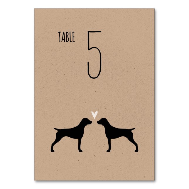 Tarjeta De Mesa Boda alemán de siluetas de perro puntero (Anverso)