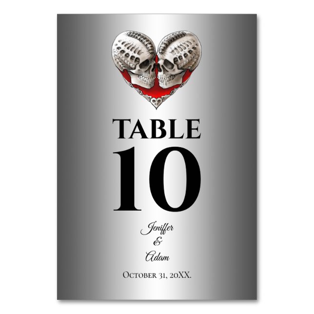Tarjeta De Mesa Boda alternativa de Halloween gótica (Anverso)