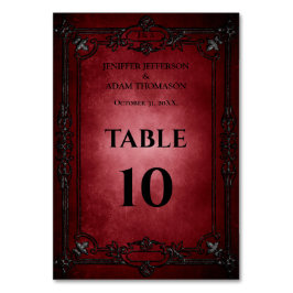 Tarjeta De Mesa Boda alternativa de Halloween gótica roja