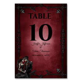 Tarjeta De Mesa Boda alternativa de Halloween gótica roja