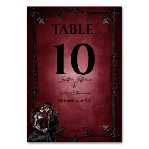 Tarjeta De Mesa Boda alternativa de Halloween gótica roja
