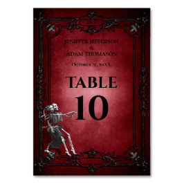 Tarjeta De Mesa Boda Alternativa de Halloween Gótica Roja