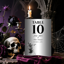 Tarjeta De Mesa Boda Alternativa de Halloween Gótica Roja
