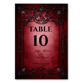 Tarjeta De Mesa Boda alternativa de Halloween gótica roja