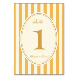 Tarjeta De Mesa Boda Amarillo Mostaza Personalizado a Rayas