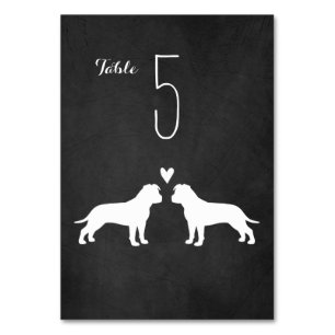 Tarjeta De Mesa Boda Americano Staffordshire Terrier Silhouettes