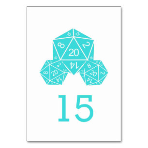 Tarjeta de mesa Boda Aqua D20 Dice