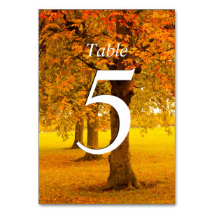 Tarjeta De Mesa Boda, árboles otoñales, numerados