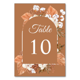 Tarjeta De Mesa Boda arcaico de Terracota Rústica Boho Pampas