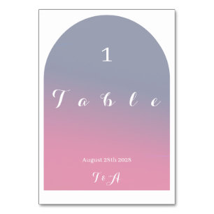 Tarjeta De Mesa Boda Arco Moderno Rosa Lilac Ombre Número de tabla