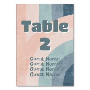Tarjeta De Mesa Boda arcoiris de los años 70
