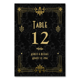 Tarjeta De Mesa Boda Art Deco de Black Gold de los años 20