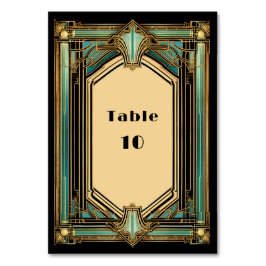 Tarjeta De Mesa Boda Art Deco dorado turquesa negro