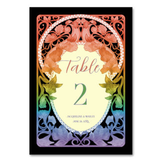Tarjeta De Mesa Boda Art Nouveau Acuarela Arcoíris II