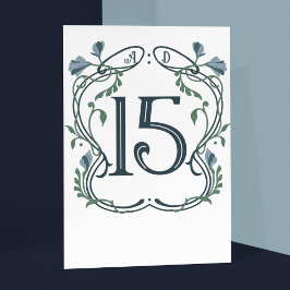 Tarjeta De Mesa Boda Art Nouveau azul-verde