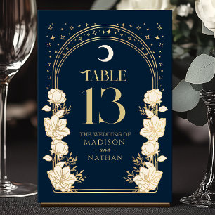 Tarjeta De Mesa Boda Art Nouveau de la Marina Celestial Elegante A