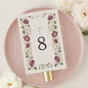 Tarjeta De Mesa Boda Art Nouveau Floral Borgoña