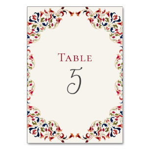 Tarjeta De Mesa Boda Artística Botánica Floral de Lujo Paisley