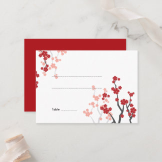 Tarjeta De Mesa Boda asiático de flores de sakura florecen cerezos