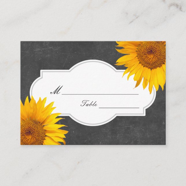Tarjeta De Mesa Boda/asiento del tablero del girasol del país (Anverso)