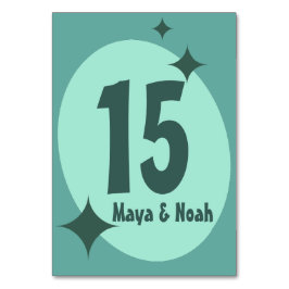 Tarjeta De Mesa Boda Atómica de los 50 en Verde Menta