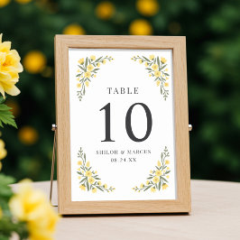 Tarjeta De Mesa Boda Avalon Yellow Wildflowers