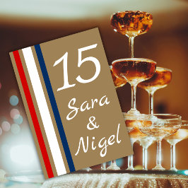 Tarjeta De Mesa Boda Azul Blanco Rojo de Mod Británico