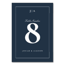 Tarjeta De Mesa Boda azul de la marina clásica