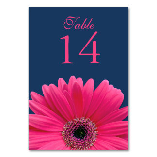 Tarjeta De Mesa Boda azul de la Marina de Guerra de Gerbera de col